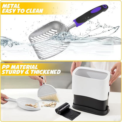 Cat Litter Scooper with Holder, Metal Cat Litter Scoop, Kitty Poop Scooper Stand - Image 5