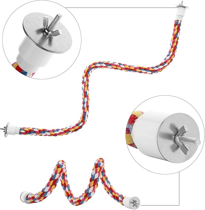 Bird Rope Perches, Parrot Toys 41 inches Rope Bungee Bird Toy - Image 4