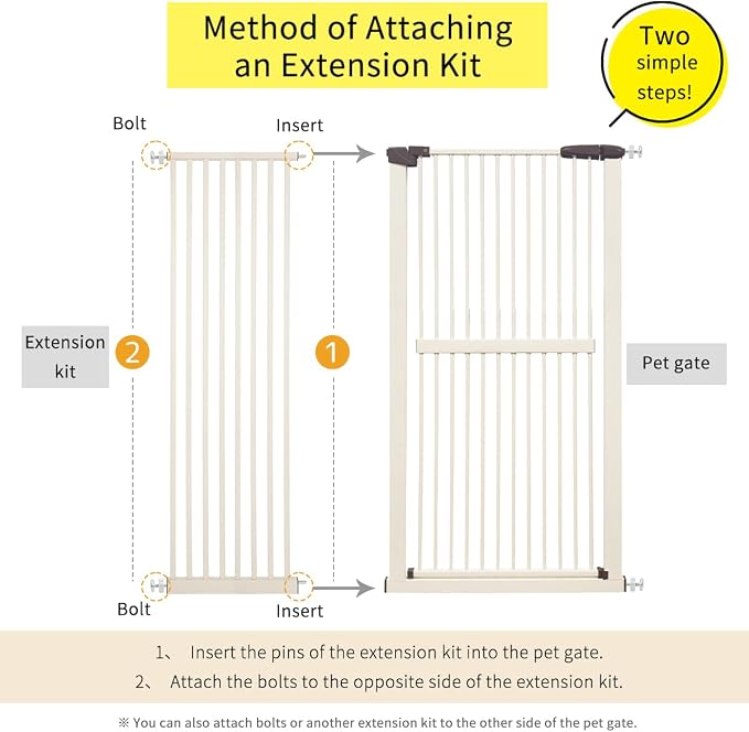 Lumizone Extra Tall Pet Gate 55.12" High Pressure Mounted 16.73" Wide Extension - Image 4
