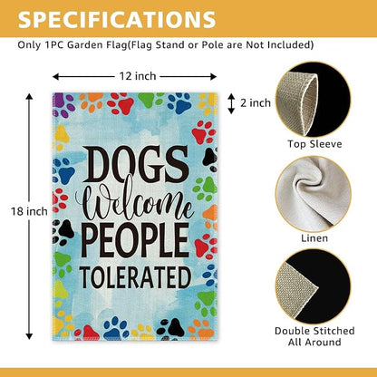Dogs Welcome People Tolerated Garden Flag, Pet Lover Yard And Porch Flag - Image 2