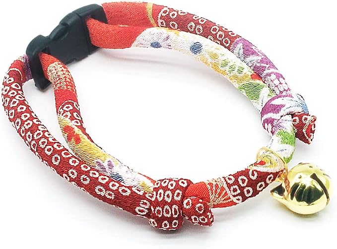 PetSoKoo Cat Collar with Kitty Face Bell. Cute Japan Chirimen Kitten Collar. - Image 2