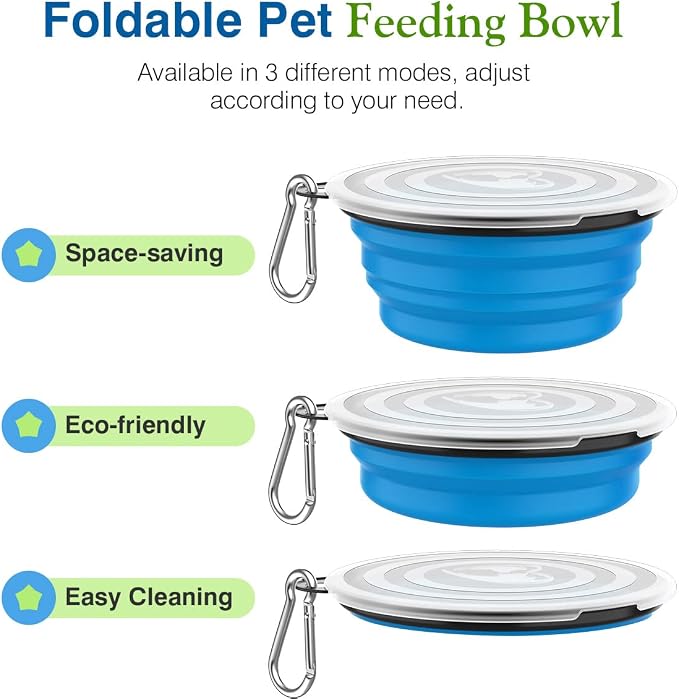 Pawaboo Collapsible Dog Bowls 2 Pack, Silicone Feeding Watering Bowls - Image 6