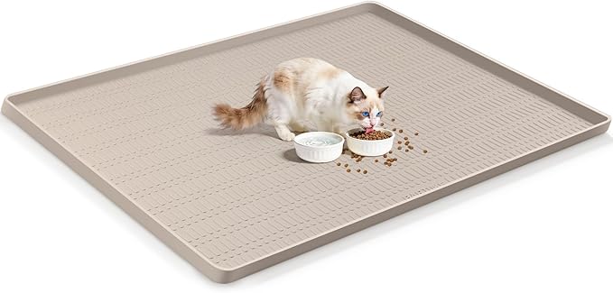 47" x 35" Silicone Cat Food Mat, Waterproof Pet Feeding Mat by Kalolary