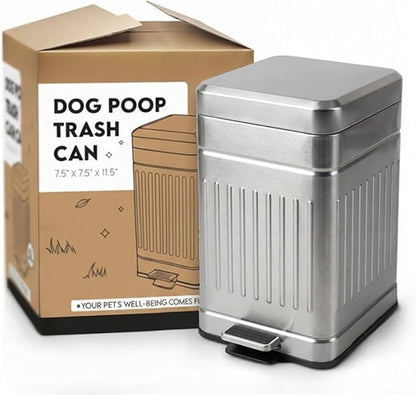 Small Dog Poop Trash Can Outside, 1.3 Gal Stainless Steel Dog Waste Trash Can by AnimoGoods