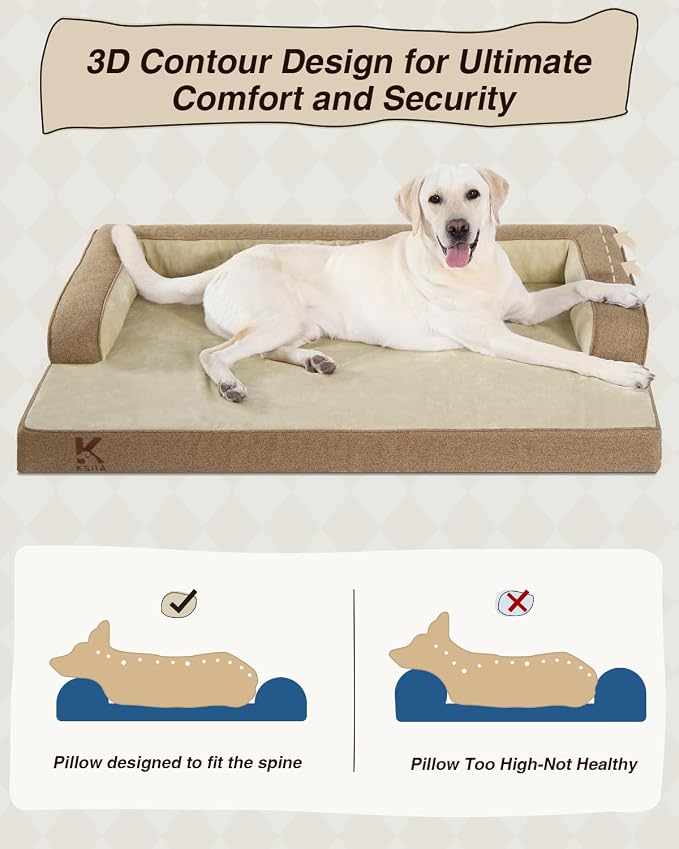 KSIIA Washable Dog Bed XXL Senior Dog, Orthopedic Warm Soft Pet Sofa Waterproof - Image 4