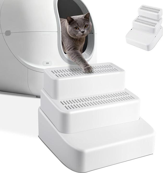 Adjustable 3 Steps Litter Box Ramp, Litter Box Step by Bartuke