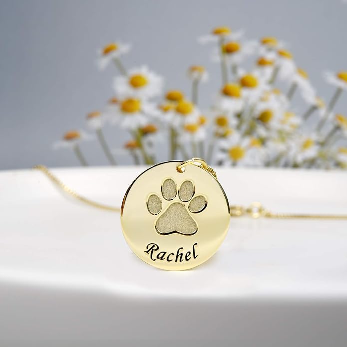 Personalized Cute Dog Cat Paw Name Necklace Forever Love Custom Heart Pendant - Image 4