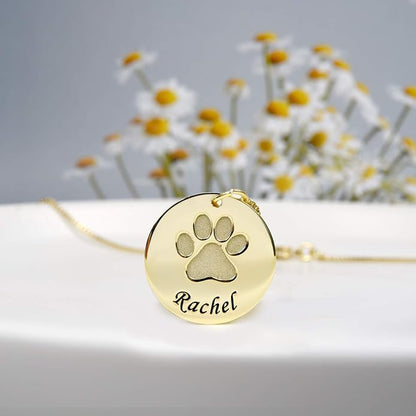 Personalized Cute Dog Cat Paw Name Necklace Forever Love Custom Heart Pendant - Image 4