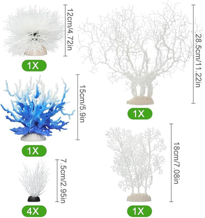 BEGONDIS 8 Pack Artificial Coral Ornament, Aquarium Plasitc Water Plants - Image 2