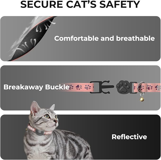 AirTag Cat Collar, Breakaway Cat Tracker Collar, Airtag Holder Compatible - Image 4