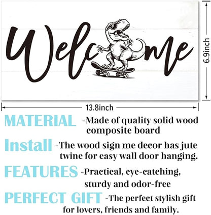 Welcome Sign for Front Door, Welcome Decor Wooden Hanging Sign, Fun and Trendy - Image 2