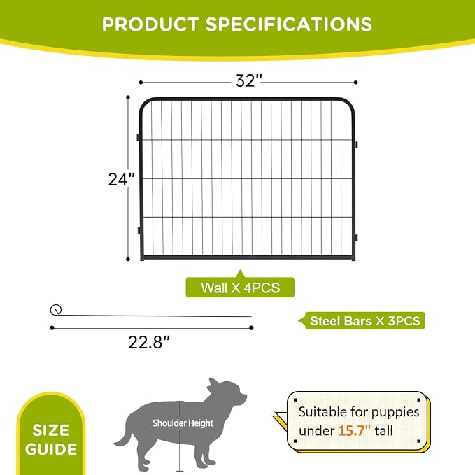 BestPet | Dog Playpen Extender | 24 Inch, 4 Panels | Heavy Duty Metal Pet - Image 7