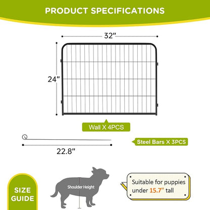 BestPet | Dog Playpen Extender | 24 Inch, 4 Panels | Heavy Duty Metal Pet - Image 7