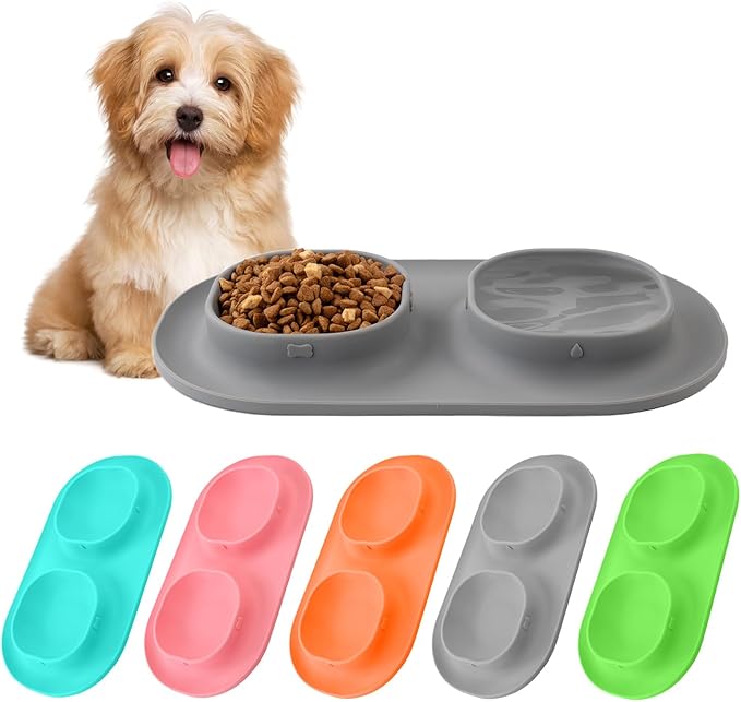 Small Size Puppy Dog Bowls: Food and Water Bowls Set by HOYEHOLA