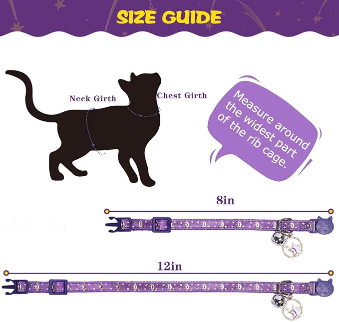 PUPTECK 3 Pack Cat Collar with Bells Breakaway - Image 5
