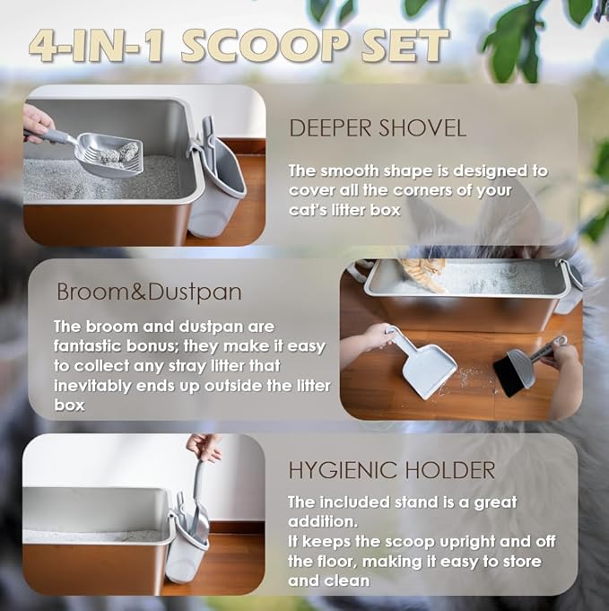 4-in-1 Cat Litter Scoop with Holder, Cat Litter Box Organizer Cleanup Kit - Image 9