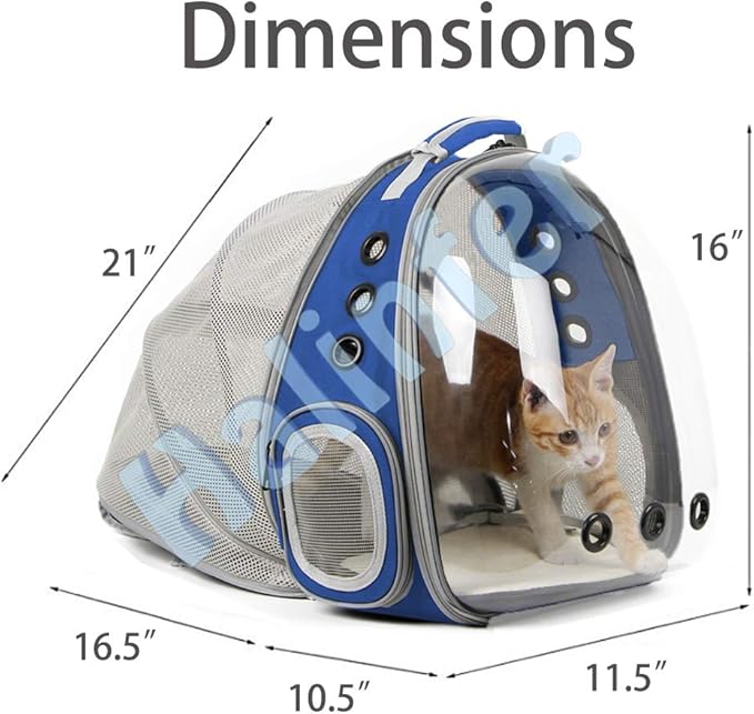 Back Expandable Clear Cat Backpack Carrier, Fit up to 12 lbs, Space Capsule - Image 2