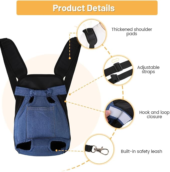 Inspack Dog Backpack Carrier/Cat Carrier, Adjustable Pet Front Carriers Travel - Image 5