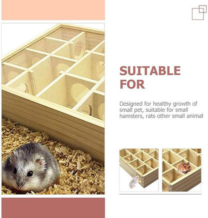 Wooden Hamster Maze Toy Multi-Grid Maze Household Hamster Hideaway Toy Small - Image 3