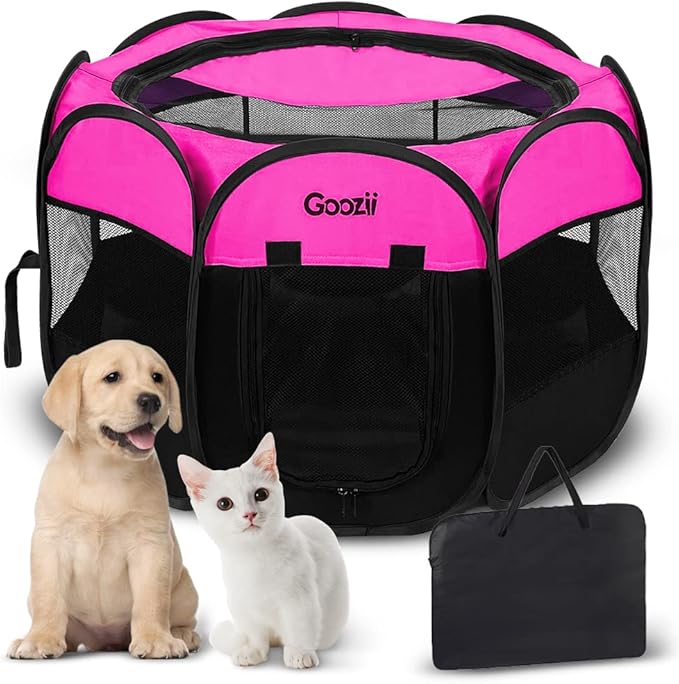 Portable Dog Playpen for Small Dogs Indoor Outdoor, Foldable Pet Puppy Playpens by Goozii