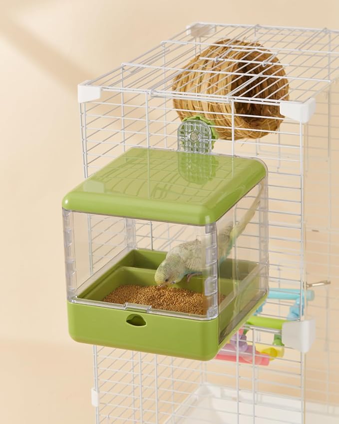 septillar Bird Feeder and Bath for Cage, Hanging Bird Bathtub Bath Shower Box - Image 7