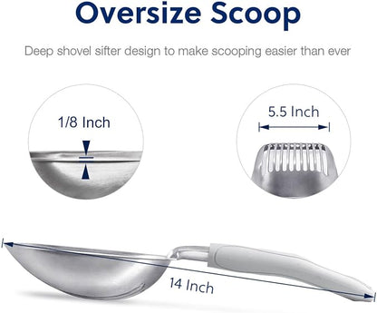 WePet Cat Litter Scoop, Aluminum Alloy Sifter, Kitty Metal Scooper, Deep Shovel - Image 2