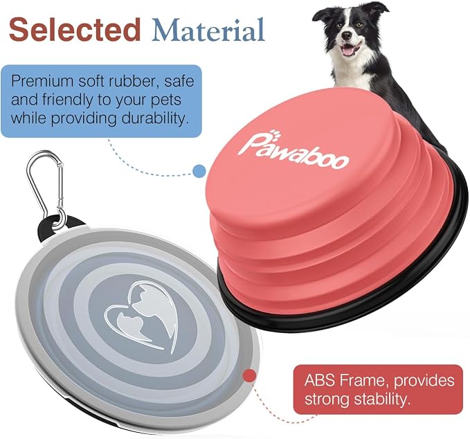 Pawaboo Collapsible Dog Bowls 2 Pack, Silicone Feeding Watering Bowls - Image 7