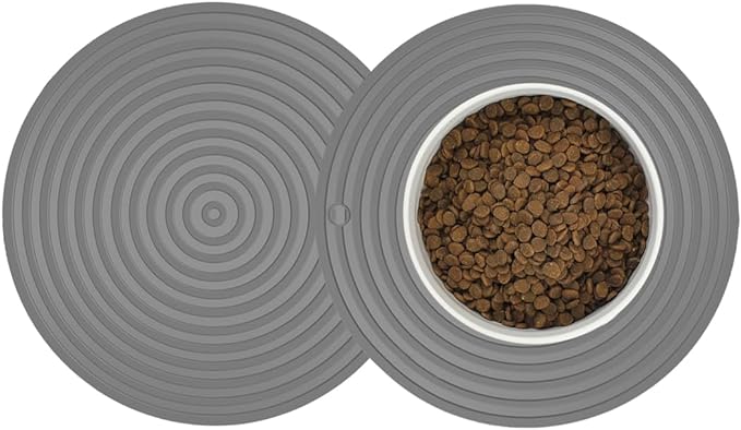 2 Pack Silicone Pet Food Mat, Small Rubber Mat by Metopets