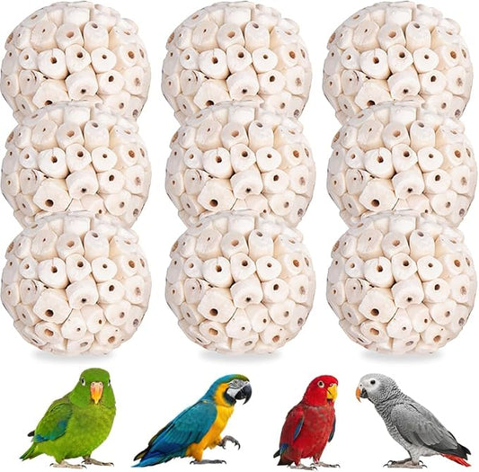 9 Pack Bird Toy Sola Balls, Natural Parrot Soft Chew Shredding & Foraging Toy by sevvynaut