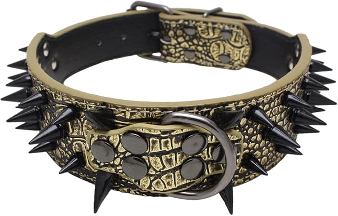 Serijoars Spiked Studded Dog Collar, PU Leather Dog Collar, Adjustable Pet by Serijoars