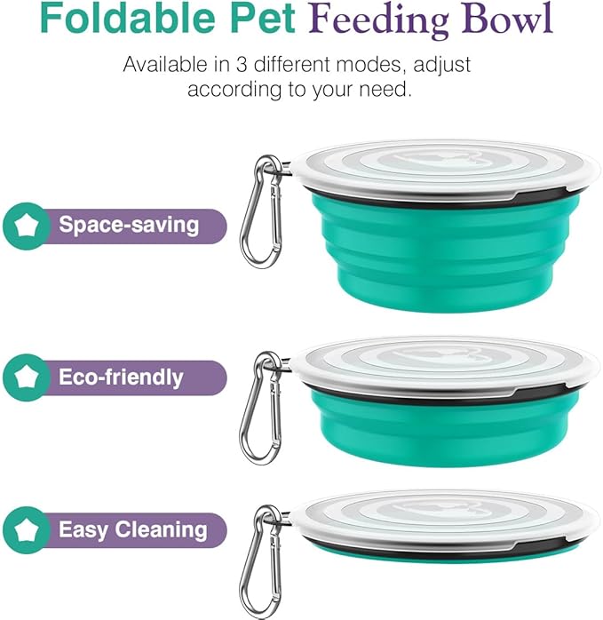 Pawaboo Collapsible Dog Bowls 2 Pack, Silicone Feeding Watering Bowls - Image 6