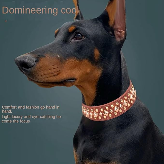 Spiked Dog Collar Soft Pu Leather Mushrooms Rivet Spike Studded Puppy - Image 3