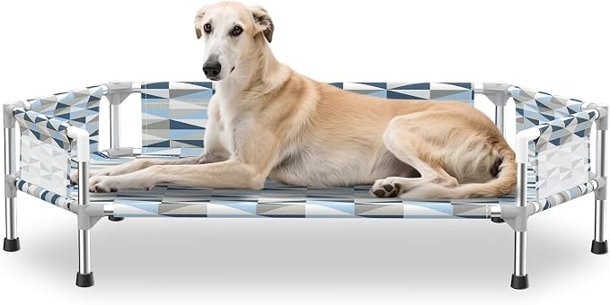 Elevated Dog Bed with Guardrail, Cooling Outdoor Pet Cot with 5-Sided by Unknown