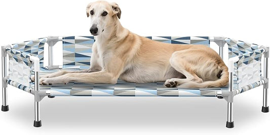 Elevated Dog Bed with Guardrail, Cooling Outdoor Pet Cot with 5-Sided by Unknown
