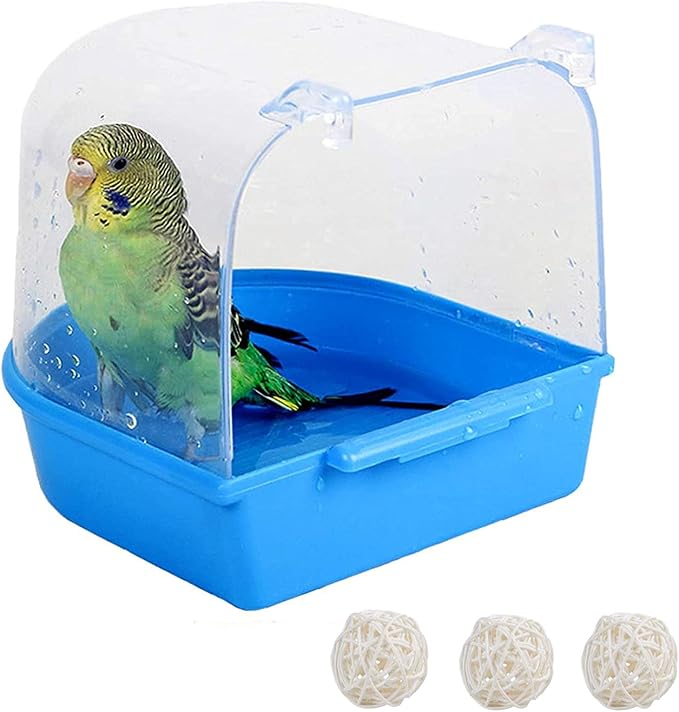 Tfwadmx Bird Cage Bath Parrot Bath Box Accessory Supplies Hanging Bathing Tub by Tfwadmx