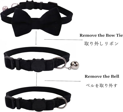 Cat Collar Breakaway with Bell and Removable Bow Tie Safety Buckle Velvet - Image 4