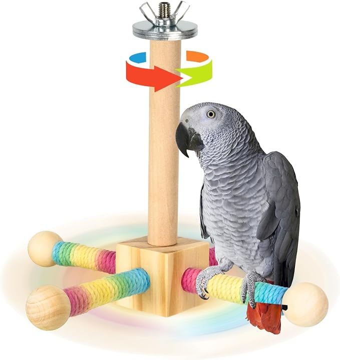 Agape Bird Toy, Parrot 360° Interactive Rotating Perch, Bird Cage Accessories by Agape
