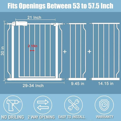 White Extra Wide Baby Gate 53-57.5 inch - Image 2