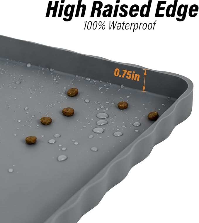 Dog Food Mat 20" x 15", Waterproof Silicone Pet Feeding Mat - Image 3