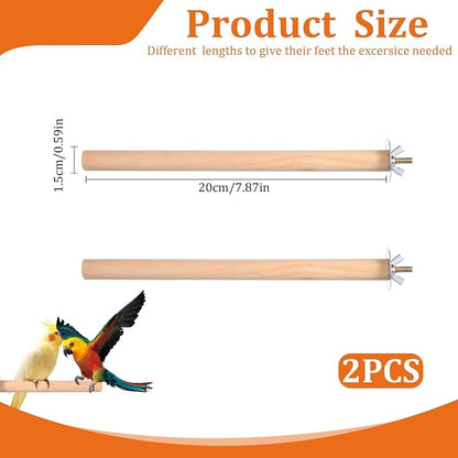 2PCS Bird Perches for Cage Wooden Parrot Perch Stand, Parrot Perches Toys Wood - Image 2