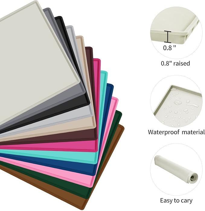 Dog Food Mat, Silicone Waterproof Food Tray, Non Slip Pet Bowl Mats Placemat - Image 2