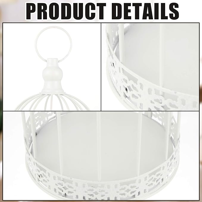 Sliner 4 Pcs Birdcage Candle Holder Valentine Decorative Bird Cages - Image 3