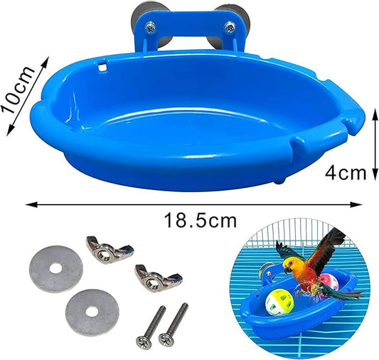 Bird Bath for Cage with 3 Balls Bird Tub Bowl Basin Hanging Birdbath Toy Pet - Image 2