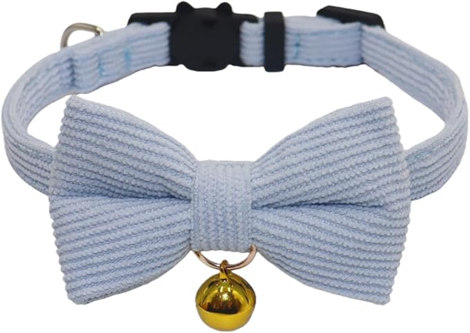 THAIN Cat Collar with Bow Tie and Bell, Breakaway Adjustable Cute Soft Corduroy by THAIN