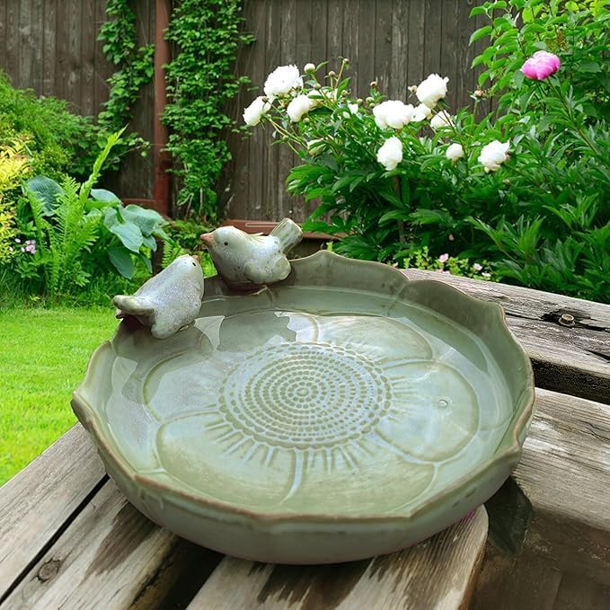 Ceramic Bird Bath for Outside on Ground, 9.45-Inch Birds Bath Bowl Only by Unknown