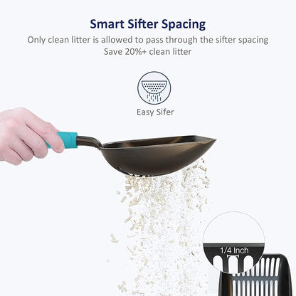 WePet Cat Litter Scoop, Non-Stick Plated Aluminum Alloy Sifter, Kitty Durable - Image 3