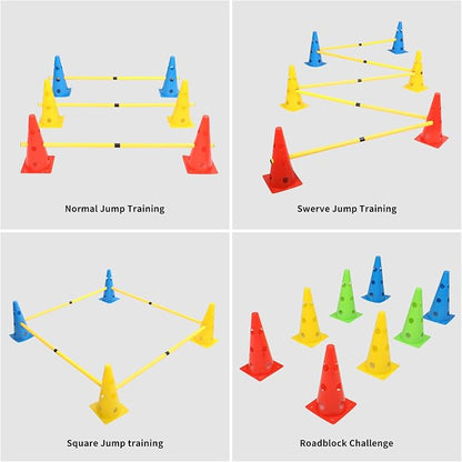 Dog Jump Agility Training Set Puppy Agility Training Hurdle 10 Cones & 5 Poles - Image 2