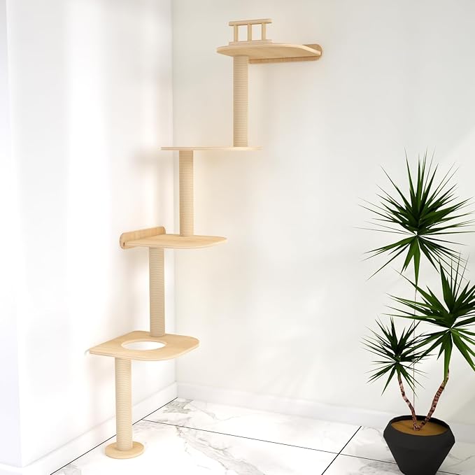 Wall-Mounted Tall Cat Tree Cat Scratching Post, Space Saving Floor to Ceiling - Image 4