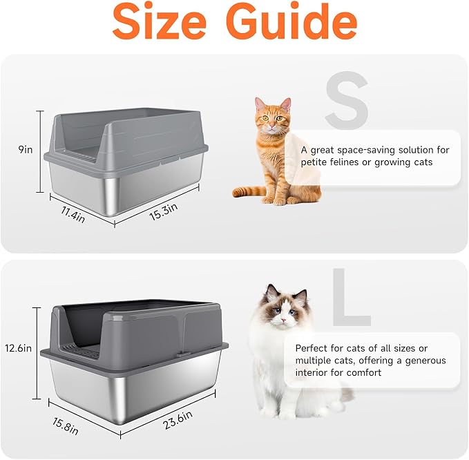 Stainless Steel Cat Litter Box, Odor Free Metal Litter Box - Image 8