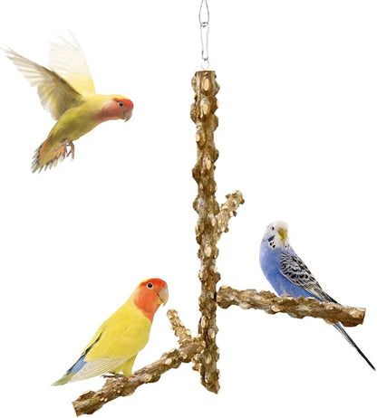 FlidRunest Bird Perch, Hanging Bird Tree Ceiling Perch Swing Toy, Natural by FlidRunest